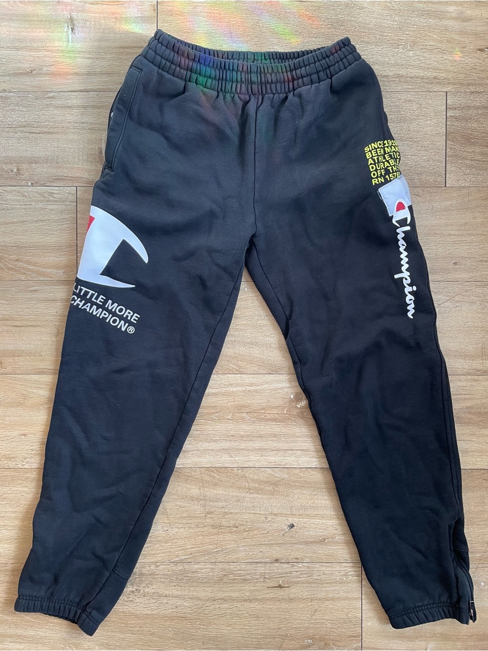 Champion Black Joggers with White & Red Logo Graphics